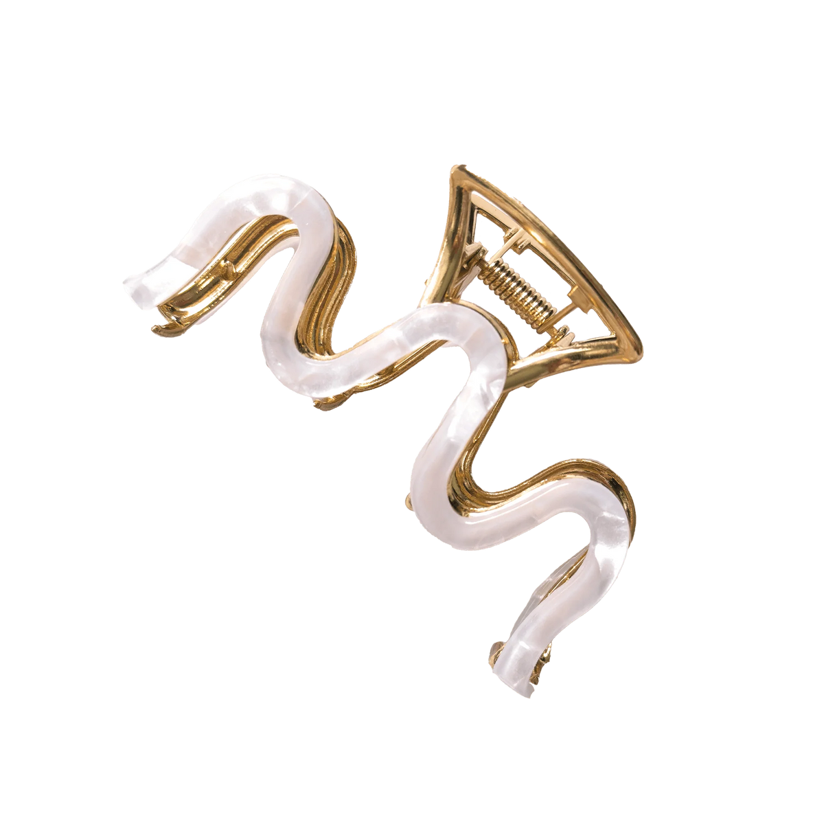 WAVY CLAW CLIP - WHITE & GOLD