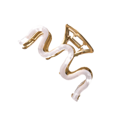WAVY CLAW CLIP - WHITE & GOLD